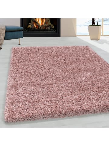 Hochflor Teppich Sima in Rosa