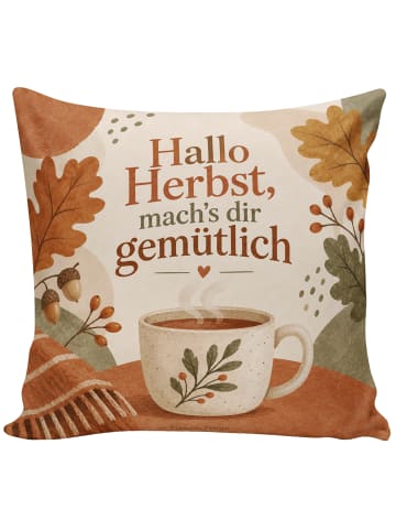 Zier Kissen Keramiktasse dampfend Design mit Sp... in Weiß