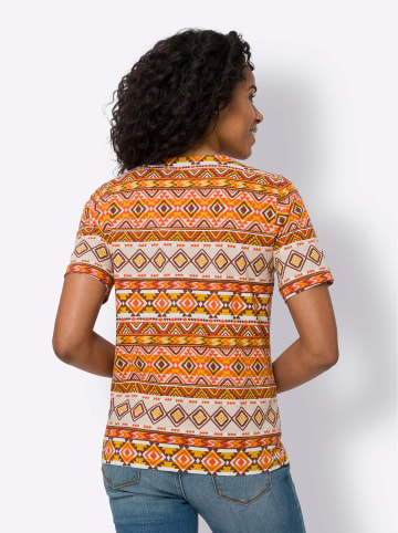 Sieh an! Kurzarmshirt in orange-rotbraun-bedruckt