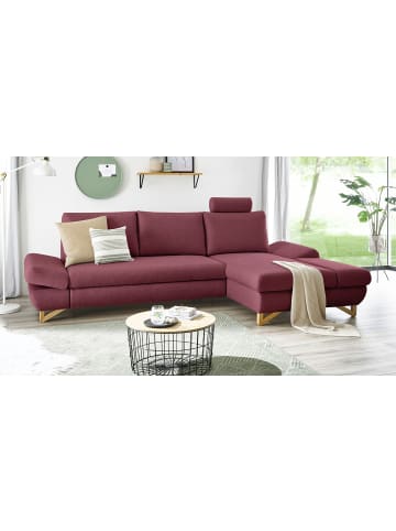 Furn.Design Ecksofa bordeaux Velours, Wohnzimmer Sofa