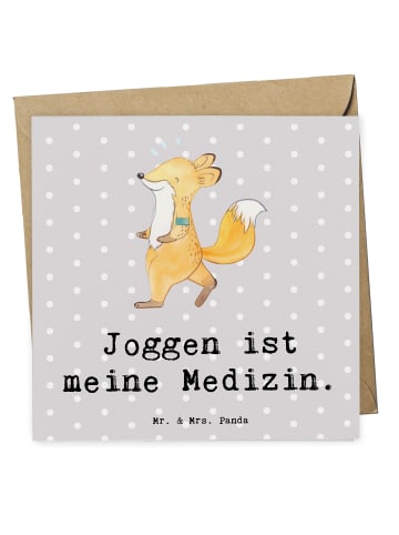 Mr. & Mrs. Panda Faltkarte Fuchs Joggen mit Spruch in Grau Pastell