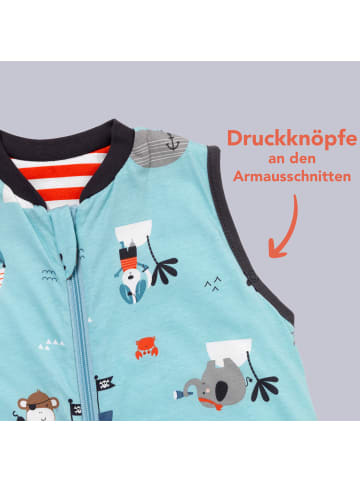 Schlummersack Babyschlafsack, 1.0 TOG in Hellblau-Rot