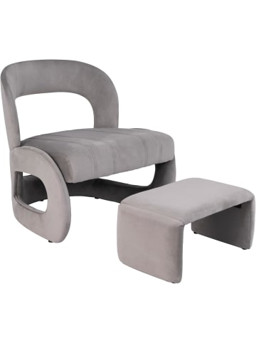 COSTWAY Sessel mit Hocker in Grau