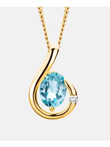Diamant L'éternel Halskette mit Anhänger aus 585 Gelbgold mit 0.91 Karat Diamant mit Topas