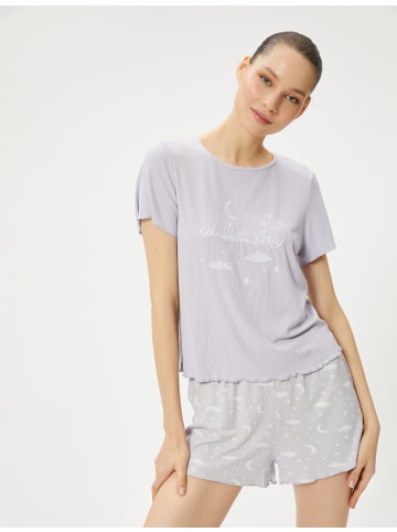 KOTON 2tlg. Outfit: Schlafanzug in Lila