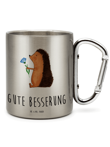 Mr. & Mrs. Panda Isolierbecher Edelstahl Igel Blumen mit Spruch in Silber