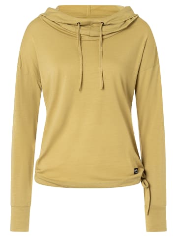 super.natural Merino Longsleeve W FUNNEL HOODIE in Beige