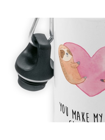 Mr. & Mrs. Panda Trinkflasche Faultiere Herz mit Spruch in Weiß