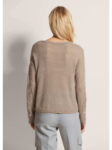 MADELEINE Glanzpullover mit Ginkgo-Design und Pailletten in cappuccino