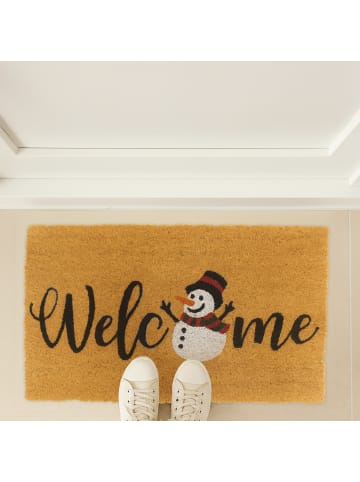 relaxdays Fußmatte "Schneemann" in Natur - 60 x 40 cm