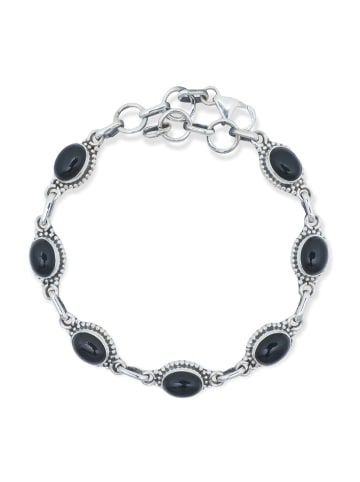 mantraroma 925er Silber - Armbänder (L) 20,5 cm mit Onyx