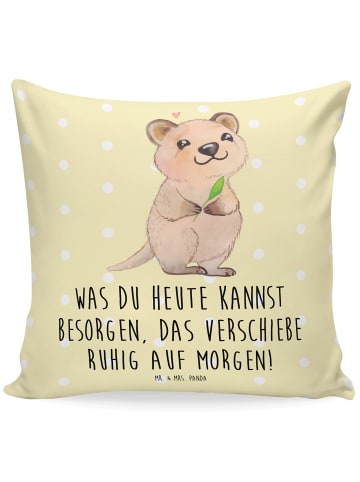 Mr. & Mrs. Panda kuschelkissen 40x40 Quokka Happy mit Spruch in Gelb Pastell