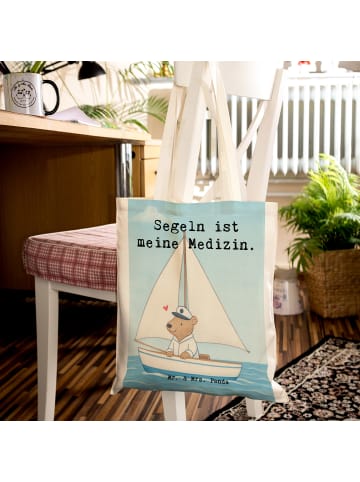 Mr. & Mrs. Panda Tragetasche Bär Segeln Design mit Spruch in Weiß