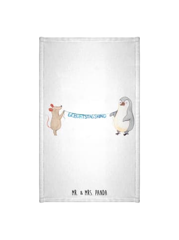 Mr. & Mrs. Panda Handtuch Klein Maus Pinguin Geburtstag ohne Spruch in Weiß