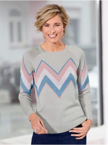 Sieh an! Langarm-Pullover in hellgrau-hortensie-gemustert