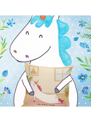 Mr. & Mrs. Panda Kopfkissen Einhorn Yoga Design ohne Spruch in Weiß