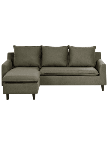 Beliani Ecksofa ELVENES in Grün/Braun - (W) 206 x (H) 69 x (L) 140 cm