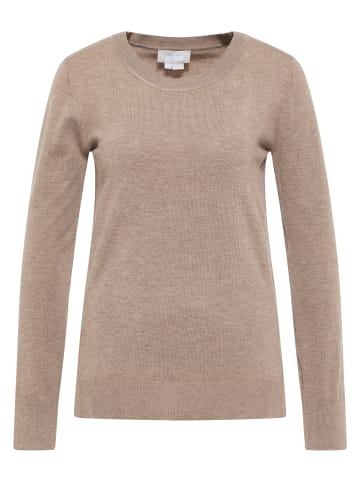Usha Damen Rundhalspullover in Taupe