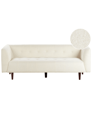 Beliani 3-Sitzer Sofa BYSKE in Weiß/Dunkler Holzfarbton - (W) 200 x (H) 73 x (L) 78 cm
