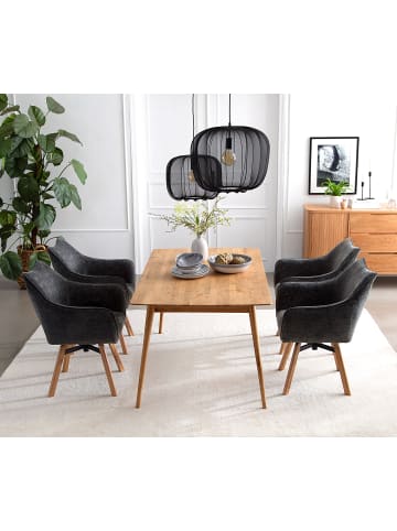 home24 home24 Drehbarer Armlehnenstuhl aus Massivholz und Textil in Schwarz - 62 x 63 x 88 cm in Anthrazit / Eiche