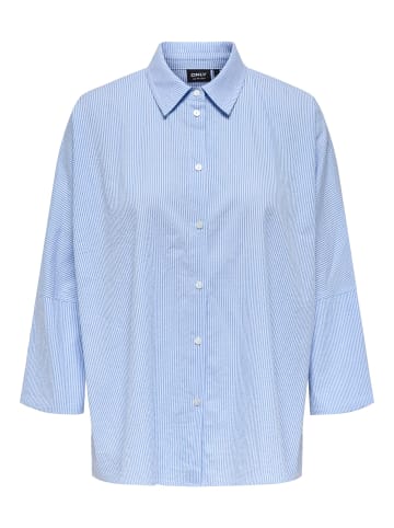 ONLY Gestreiftes Hemd mit Kragen und 3/4-Ärmeln in Blau