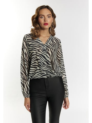 faina Bluse Mit Zebraprint in Weiss Schwarz