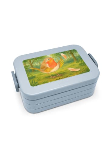 Mr. & Mrs. Panda Vesperbox Rotkehlchen Federn Design ohne Spruch in Blau Pastell