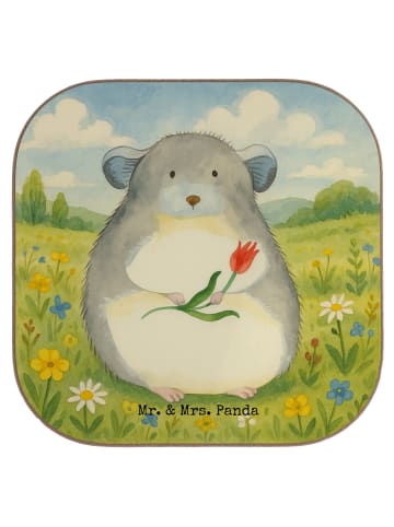 Mr. & Mrs. Panda Getränkeuntersetzer Chinchilla Blume Design ohn... in Weiß