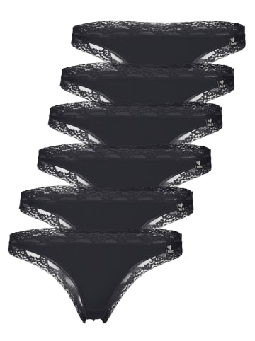 Like It 6er Pack Damen String in schwarz