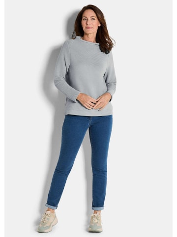 GOLDNER Kurzgröße:  Sweatshirt Langarm Ottoman-Design, Turtleneck in grau