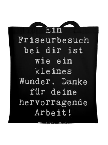 Mr. & Mrs. Panda Schultertasche Spruch Friseur Wunder mit Spruch in Schwarz