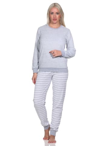 NORMANN Frottee Schlafanzug lang Bündchen und Applikation - 82675 in rosa