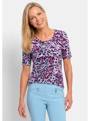 GOLDNER Jersey-Shirt mit Animal Print in hellblau / pink / gemustert