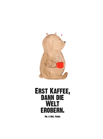 Mr. & Mrs. Panda Edelstahlflasche Bär Kaffee mit Spruch in Weiß