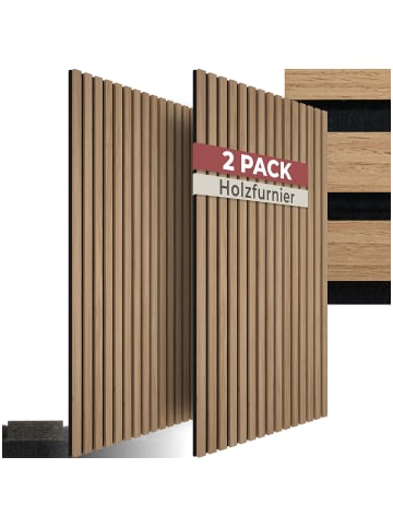 tectake Akustikpaneele aus MDF und Echtholzfurnier - Eiche