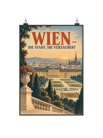 Poster Schloss nostalgisch Design mit Spruch in Weiß