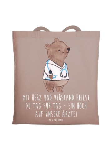 Mr. & Mrs. Panda Tragetasche Arzt Herz Verstand mit Spruch in Braun Pastell