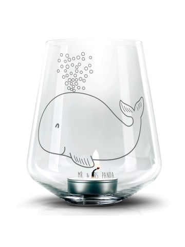 Mr. & Mrs. Panda Glas Teelichthalter Wal Konfetti ohne Spruch in Transparent
