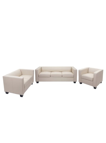 MCW 3-2-1 Couchgarnitur Lille, Leder, creme