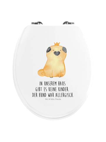 Mr. & Mrs. Panda Toilettensitz Mops Krone mit Spruch in Weiß