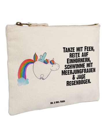 Mr. & Mrs. Panda Schminktasche Einhorn Fliegendes Pferd mit Spruch in Weiß