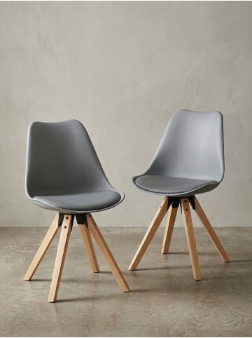 KADIMA DESIGN Esszimmerstühle 2er-Set Polsterstuhl Holzgestell Skandinavisch in Grau