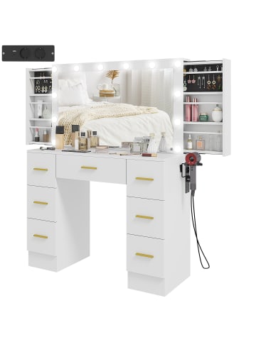 HOMCOM Schminktisch-100L x 40B x 137H cm-Weiß