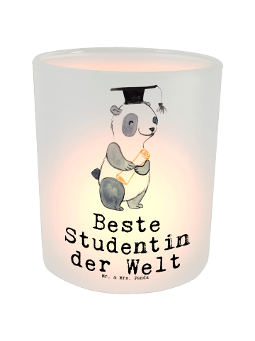 Mr. & Mrs. Panda Windlicht Pinguin Beste Studentin der Welt mit ... in Transparent