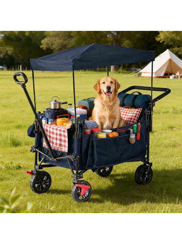 relaxdays Bollerwagen in Blau - (B)54 x (H)131 x (T)97 cm