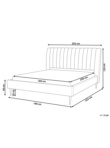Beliani Doppelbett MARVILLE in Beige/Gold - (W) 202 x (H) 124 x (L) 225 cm