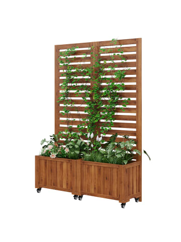 ABRIHOME Pflanzkübel in Braun mit Spalier Klapprädern für Garten Terrasse