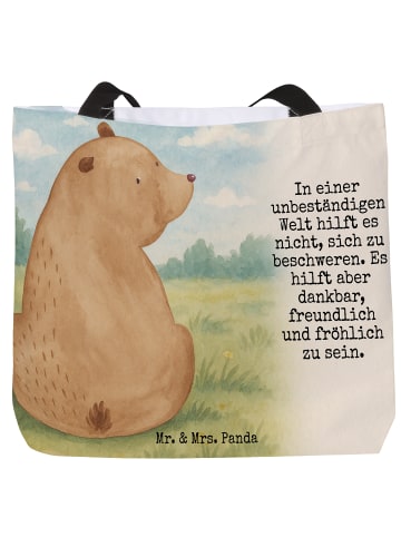 Mr. & Mrs. Panda Shopper Tasche Bär Schulterblick Design mit Spruch in Weiß