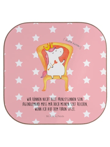 Mr. & Mrs. Panda Untersetzer für Gläser Einhorn Prinzessin mit S... in Rot Pastell