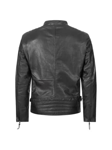 PAULGOS Lederjacke Übergangsjacke Biker Look Echtleder D2 in Schwarz